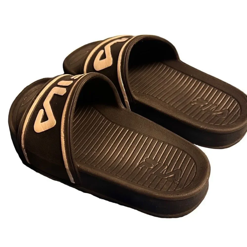 Fila Black & White Slides Sandals Children size 11